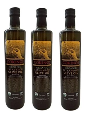 COKINOS Organic Extra Virgin Cold  Pressed Olive Oil 3 Bottles N.W. 25.34 fl.oz.