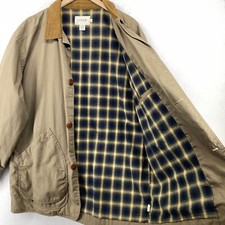 J.CREW Jacket Mens L Canvas Flannel Lined Corduroy Trim Chore Barn Cotton Brown