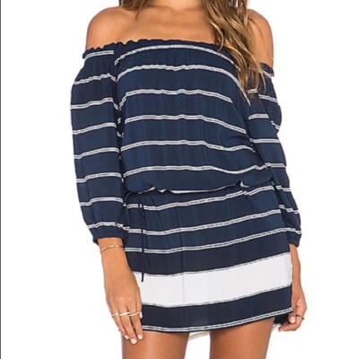 faithfull the brand off the shoulder dress Faithfull The Brand Off-The-Shoulder Tassel-Tie Dress