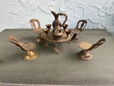 Vintage Brass Dollhouse Furniture Accessories 11 Pieces