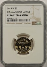 2015-W U.S. Marshals Service $5 NGC PF 70 Ultra Cameo Gold Modern Commemorative