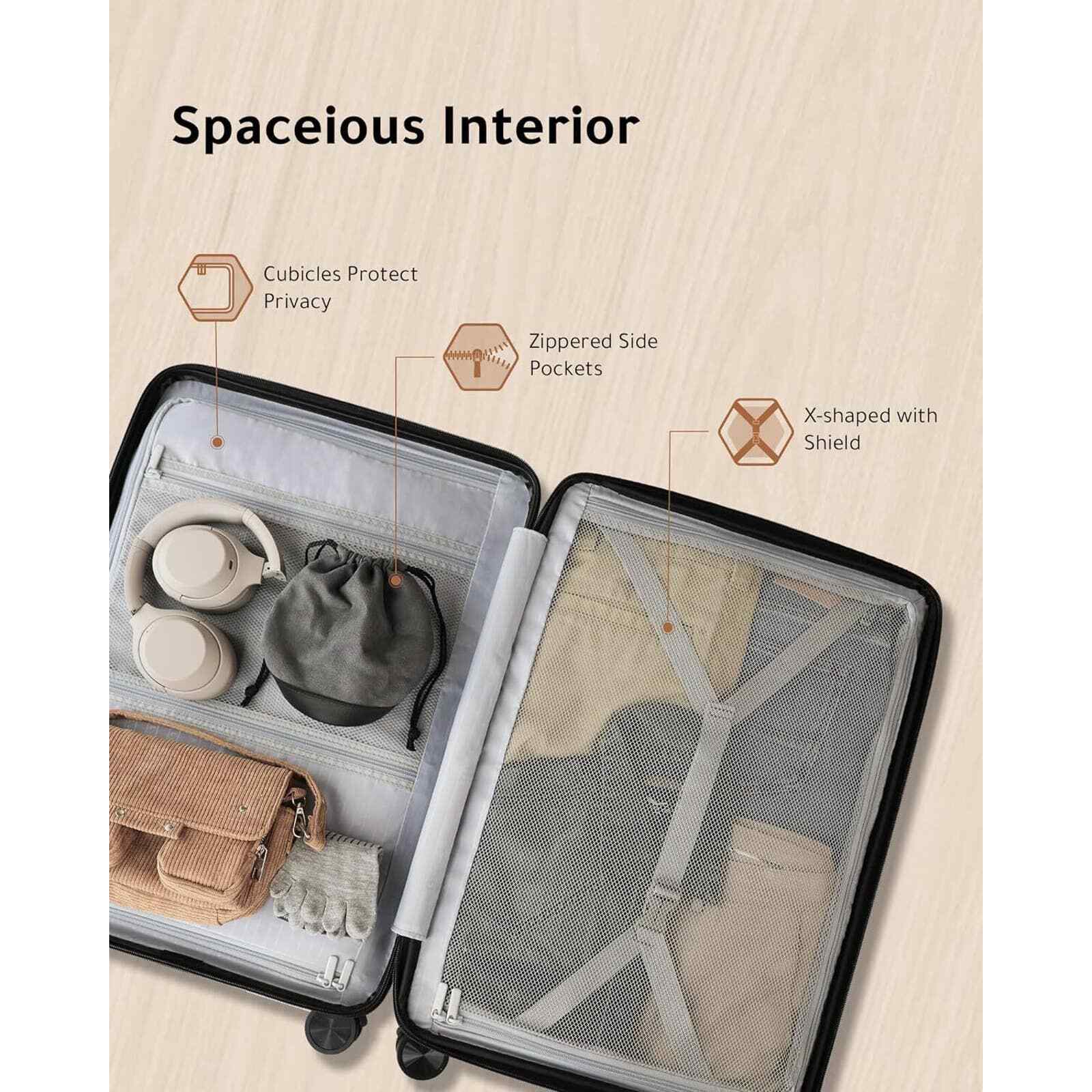 Carry on Luggage 22x14x9, Expandable Hard Shell Suitcase with Spinner Wheels