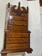 CONCORD DOLLHOUSE MINI BEAUTIFUL ORNATE BROWN DRESSER, CHEST #2268, MINT, NIB!!