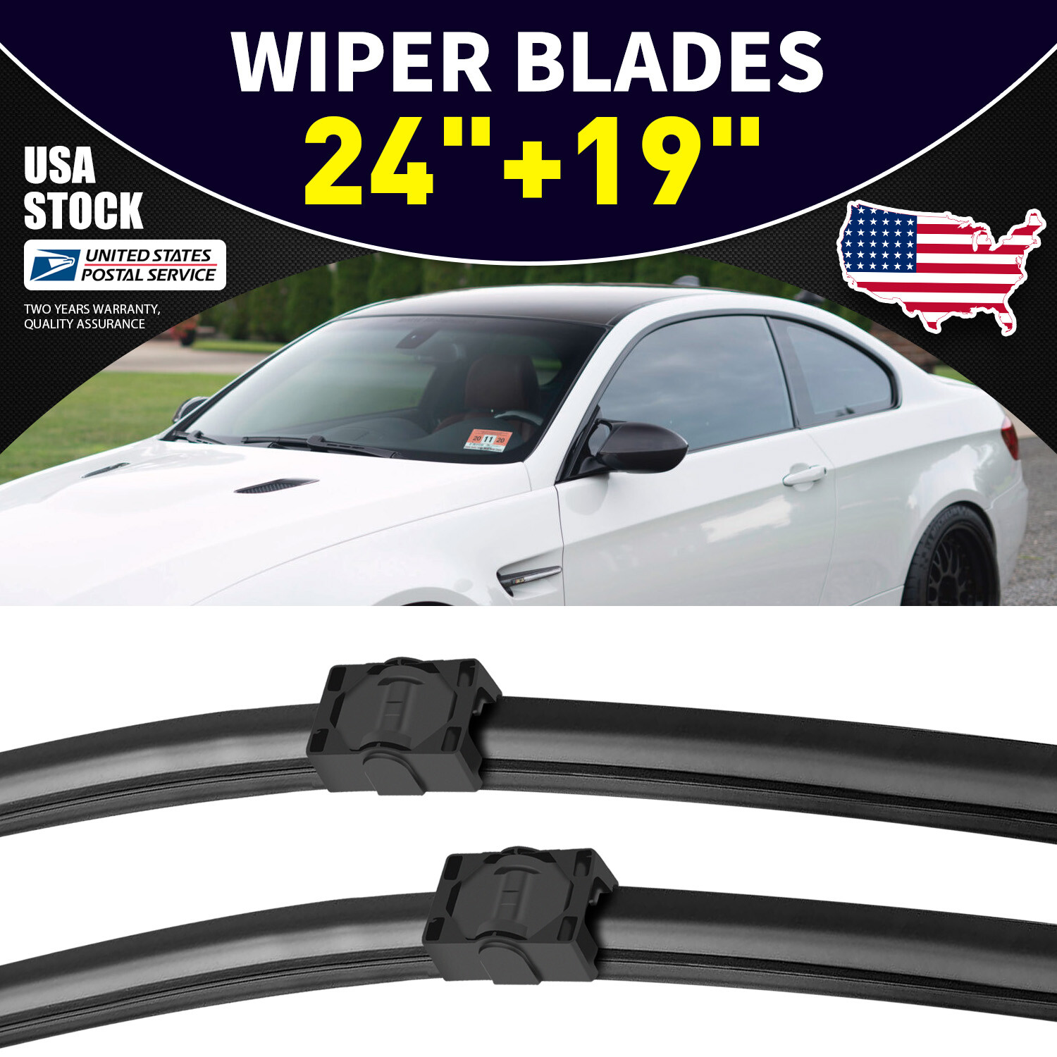 BMW 3-Series 4-Door 24+19 Inch Wiper Blades OEM Replacement Set  