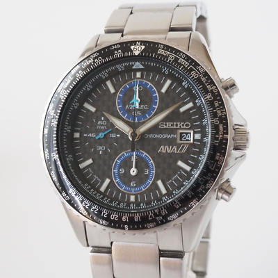 稼働 SEIKO ANA 腕時計 7T92-0CF0 フライトマスター 1784 美品！SEIKO ANA 7T92-0CF0 フライトマスター クロノグラフ