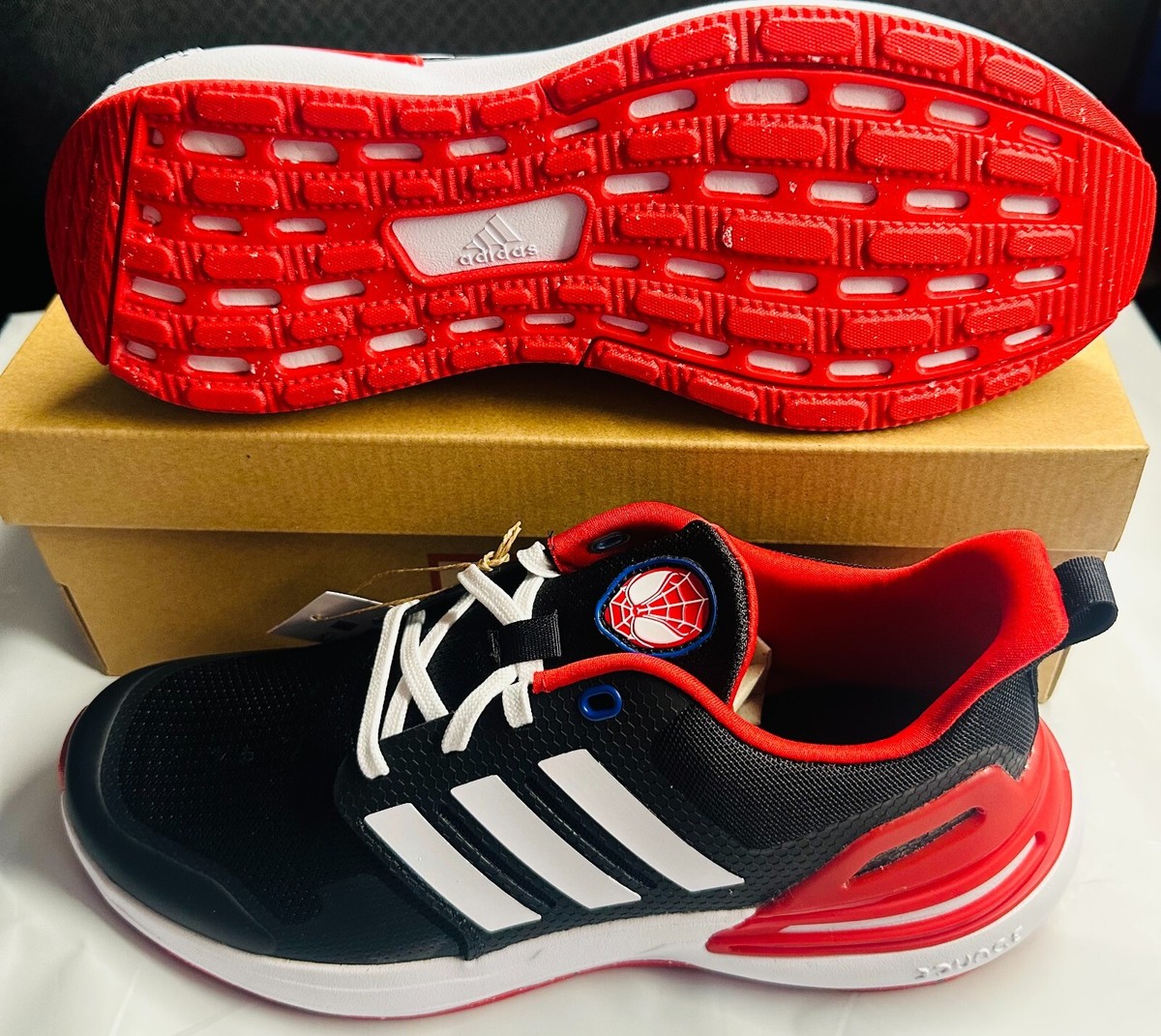 Adidas RapidaSport x Marvel Spider-Man Shoes Kids Back To School NEW  Size