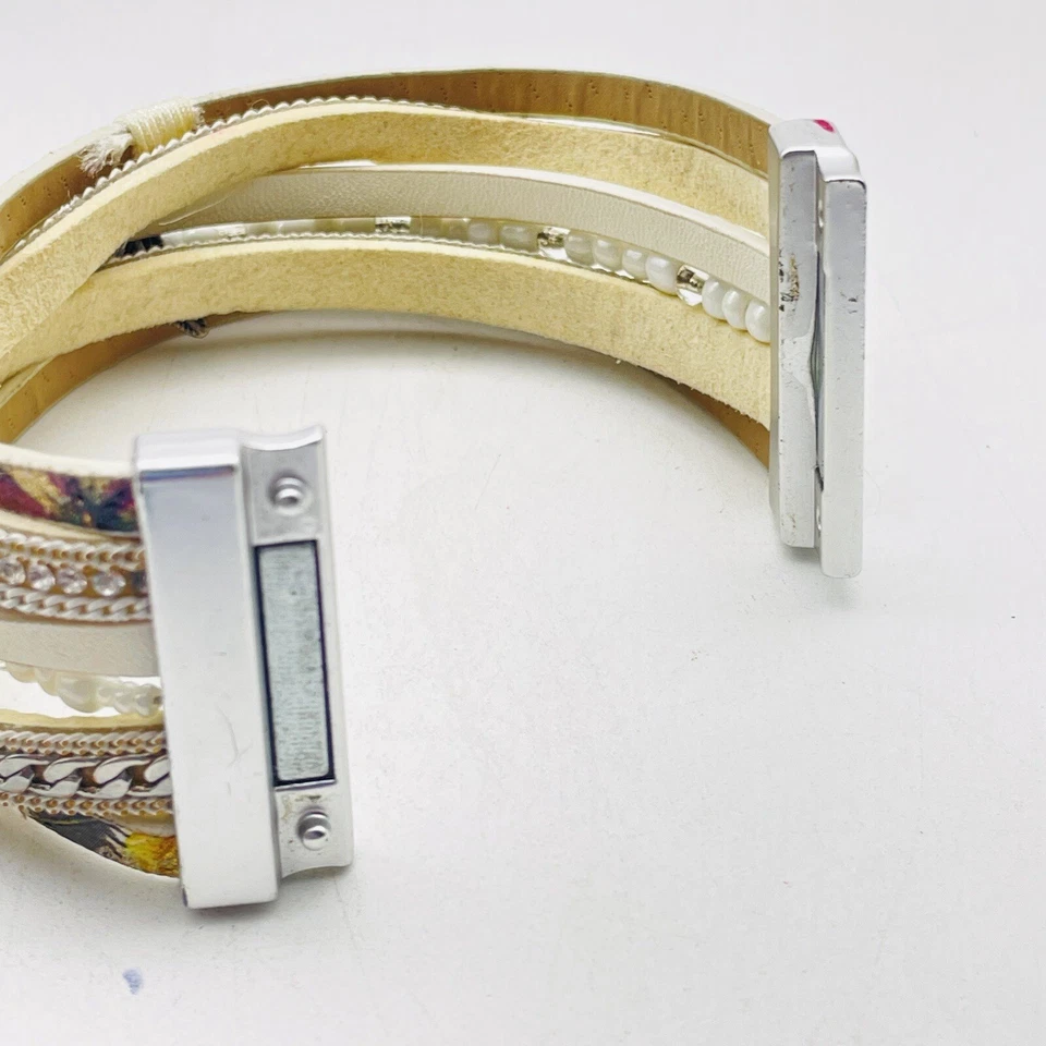 Pulsera Boho de Cuero Multicapa con Cuentas Verde Azulado y Cierre Magnético Foto 3 de 4