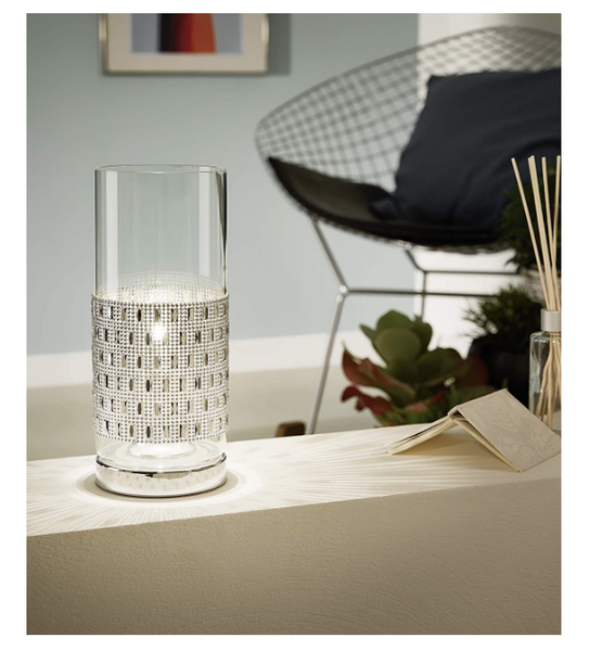 Tischleuchte Nachttischlampe Glaslampe Glas Chrom Tischlampe Leuchte Lampe-image