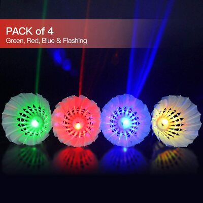 Lot De 12 Volants LED Pour Badminton - Nylon Lumineux, 4 Verts, 4 Bleus, 4 Rouges - Jour Et Nuit