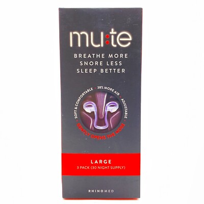 Mute Snoring Device 3 Pack - Large Nasal Breathing Snore Less Rhinomed