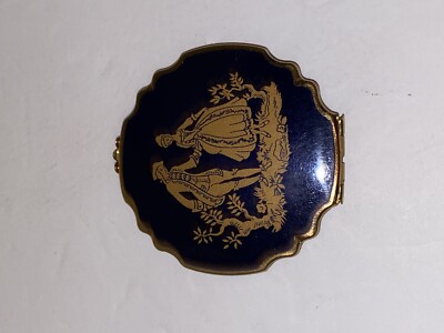 LIMOGES France Handheld Mirror Cobalt Blue & Gold Porcelain Made In Englan 5''x3 