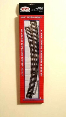 Atlas #595 HO Code 83 Customline Left Hand Curved Turnout Track 22'' & 30'' Radius