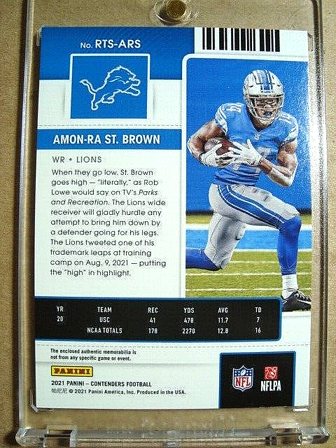 2021 Amon-Ra St. Brown Panini Contenders Rookie Ticket Jersey