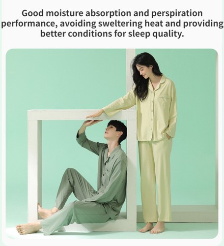 Herren Antibakteriell Homewear Reine Farbe Weiche Bequemlichkeit Pyjama Set DE - Bild 10 von 29