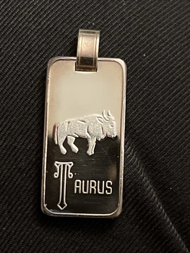 REED & BARTON 5 Gr. .999 Silver  Aries Zodiac Sign Taurus Bar Pendant B09
