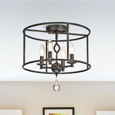 Modern Black Chandelier Flush Mount Ceiling Light Fixture Low