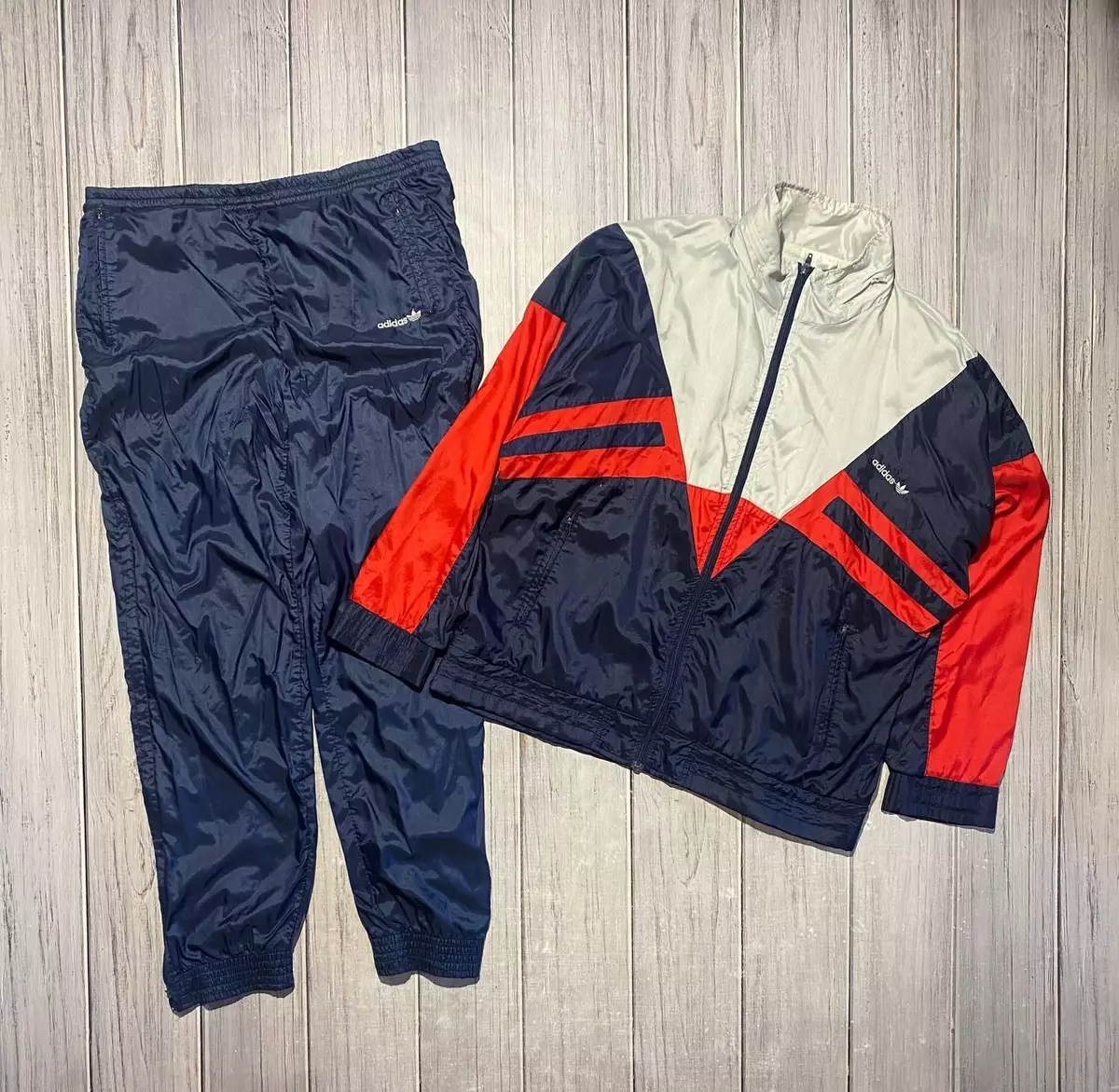 Vintage Adidas Nylon Jacket and Pants 90s Tracksuit Track Men Size L  Multicolor