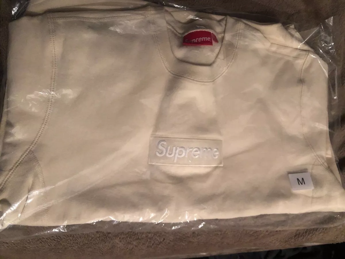 Supreme Box Logo Crewneck Medium Natural FW18 NEW | eBay