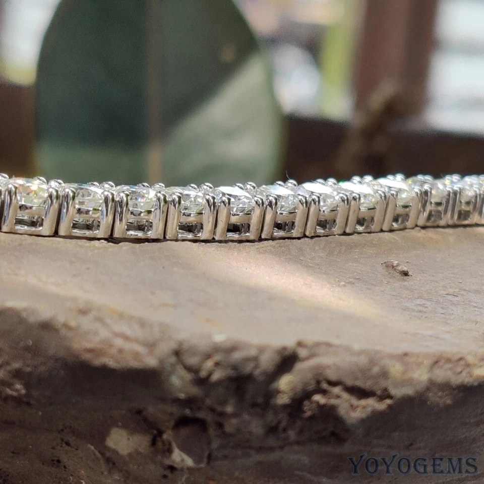 Brazalete de boda de tenis de 7 pulgadas de largo de 6 quilates corte redondo sólido de oro blanco de 14 quilates VVS1 Foto 4 de 4