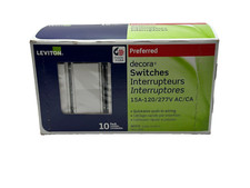 DECORA SWITCH Rocker Single-Pole AC Quiet Grounding White 10-Pack LEVITON