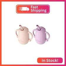 Cuddle Campus Pack of 2 Silicone Baby Training Cup, Shatterproof Toddler Sippy C