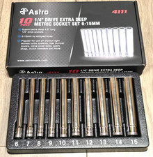 Astro 10pc Extra Deep 4.5 Long Metric Socket Set 6-15mm 14 Drive 4111