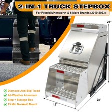 Aluminum Side Storage Saddle Step Tool Box For Semi Truck 12 X 28x25 Lockable
