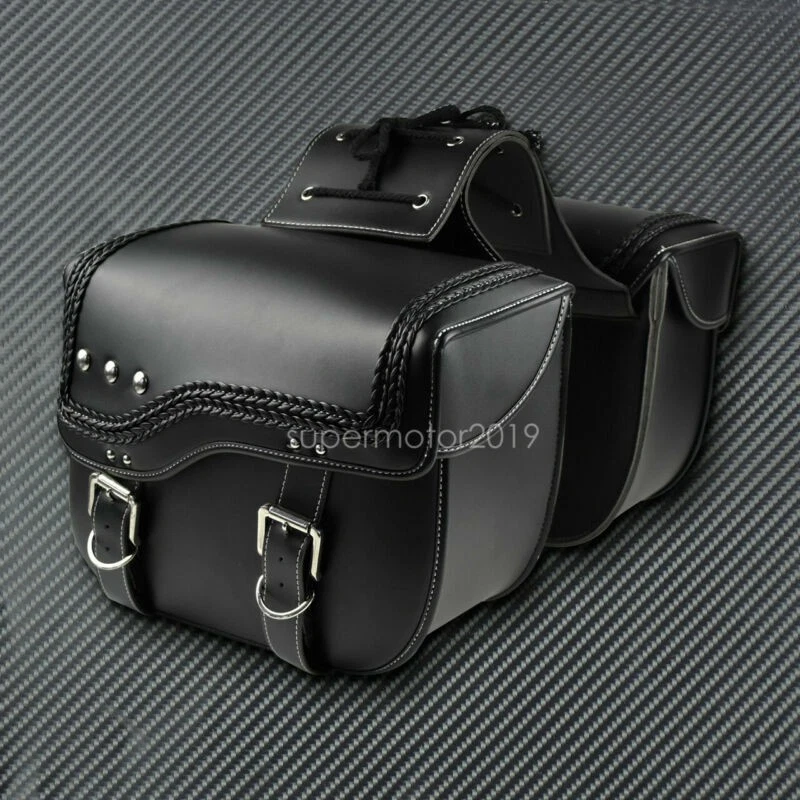 Motorcycle Saddle Bags Side Storage Bag Fit For Honda Suzuki Kawasaki Yamaha - Image 3 of 4