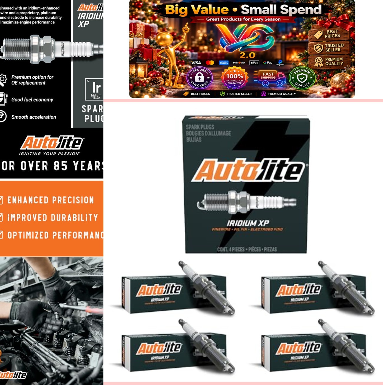 Autolite Iridium XP XP5682 Spark Plugs 4 Pack Finewire Replacement