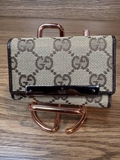 Vintage Gucci Brown GG Canvas Leather 3 Hook Key Case Holder