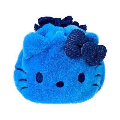 Sanrio I Love Hello Kitty Gesichtsform Kordelzugbeutel Blau 418421 NEU