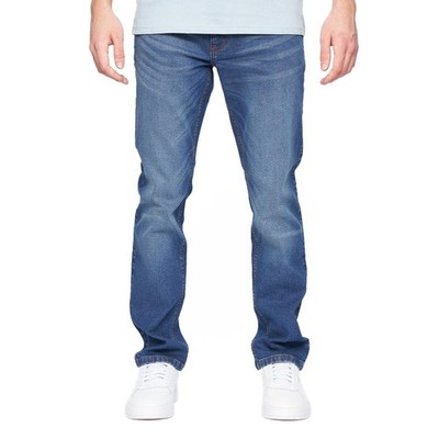 Crosshatch Svelte Herren Casual Designer Stone Wash Denim Jeans Blau (Slim Fit)