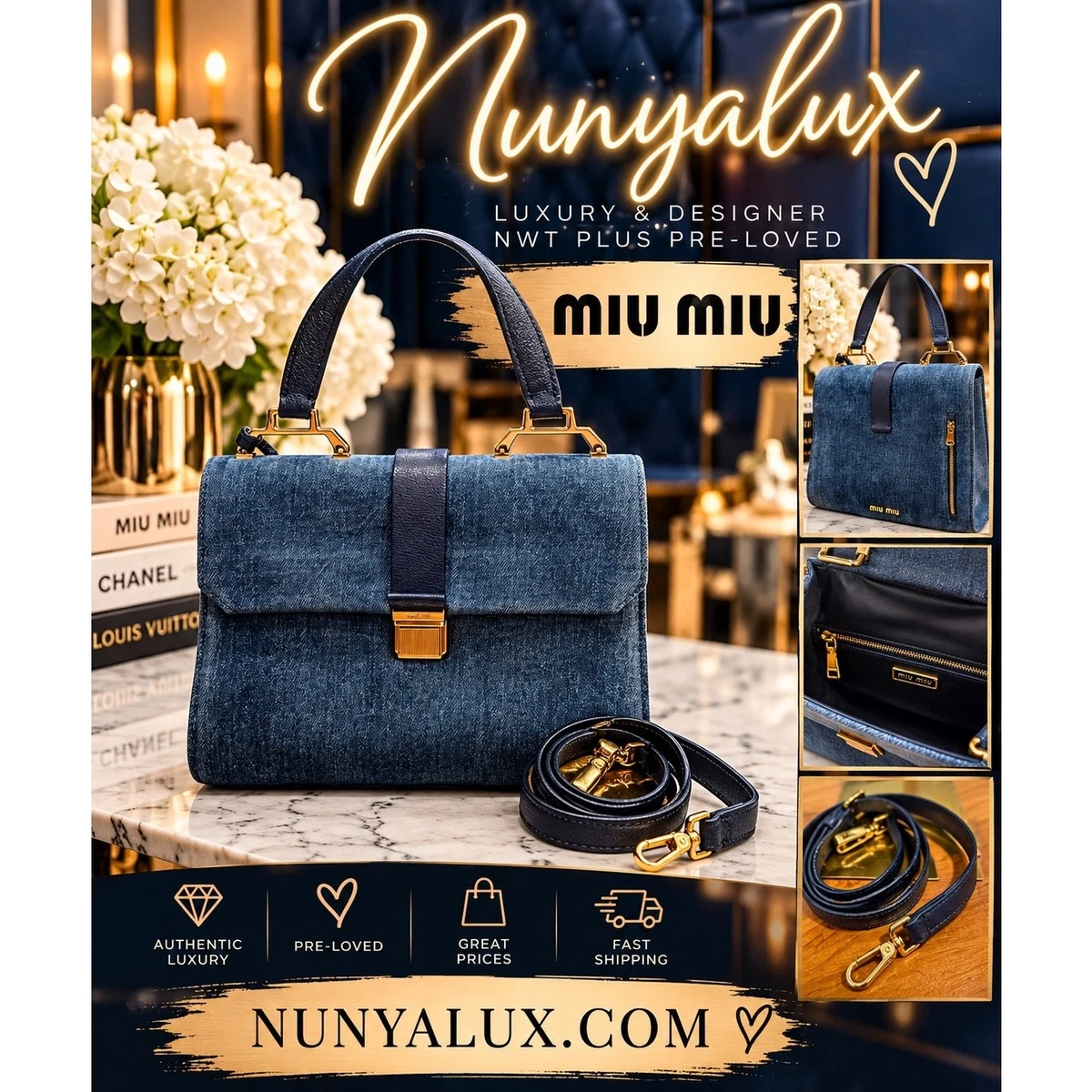 Miu Miu Denim Exterior Bags & Handbags for Women for sale | eBay