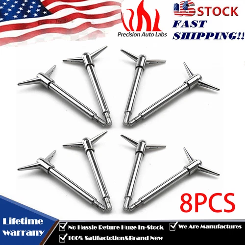 8pcs Valve Cover T-Bar Wing Bolts 1/4-20 Hold Down Length 5" for Chevy SBC BBC