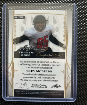 Leaf 2022 Trinity Trey McBride Colorado State Rams Rookie Auto BA-TMB 41/75