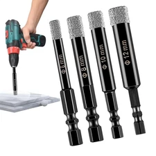 3/4pc Diamond Hole Saw Set Drill Bit Tile Glass Marble Granite Slate