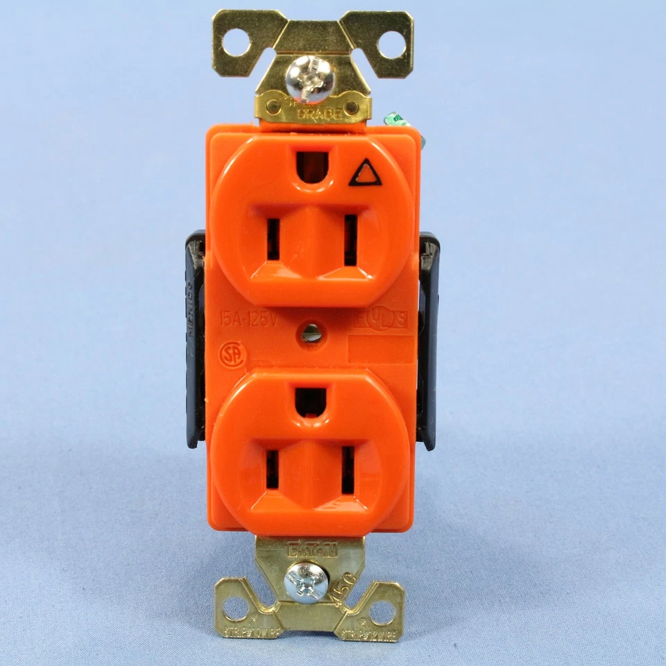 Receptáculo dúplex Cooper Arrow Hart naranja tierra aislada 15A AHIG5262RN Foto 4 de 4
