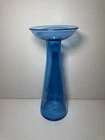 Vintage Blenko Glass Vase 8727-13" Tall Candle Holder Azure Blue Don Shepherd