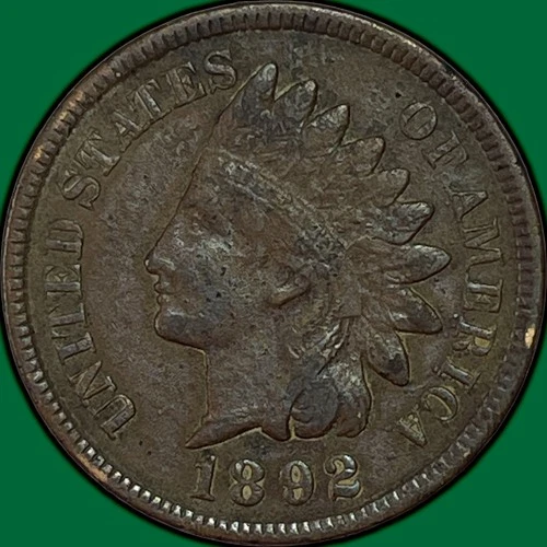 1892 Indian Head Cent Extremely Fine XF Coin, Corrosion #35119