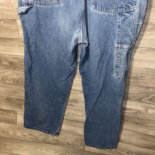 Mens Oshkosh B’gosh Vintage Denim Carpenter Bib Overalls Size 44 X 29 USA Thrash - Picture 11 of 12