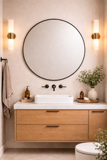 Bathroom Large Black Round Circular Metal Bathroom Ensuite Wall Mirror 100cm