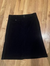 Vintage 90s Ralph Lauren Black Corduroy Skirt Size 12 Equestrian Crest Buttons