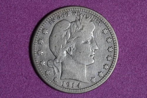 Estate Find 1914 D Barber Quarter Dollar #K59503