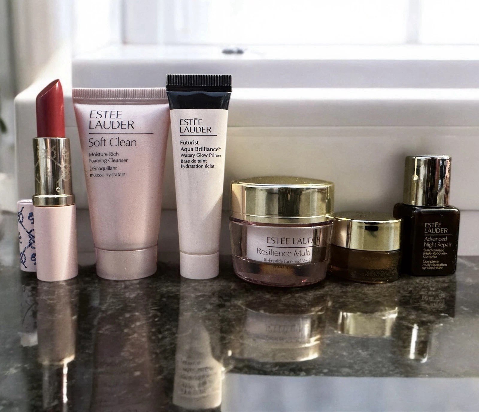 New Estee Lauder 6 pc Resilience ANR Gel Serum Skincare Makeup Set