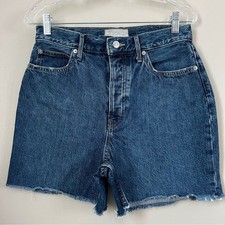 Everlane Organic Cotton High Rise Raw Hem Blue Denim Casual Chic Shorts SZ 29