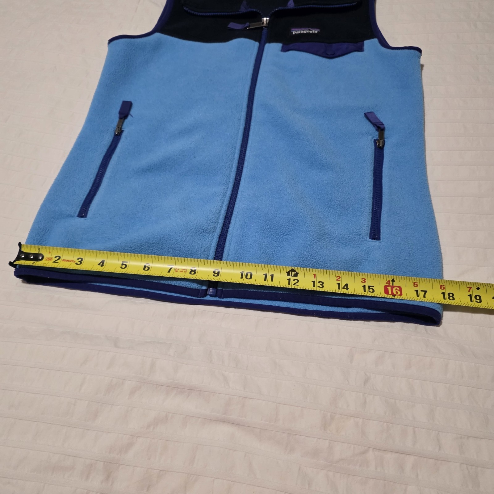 Patagonia Synchilla Fleece Full Zip Vest Womens Medium Blue Snap Pocket thumbnail 3