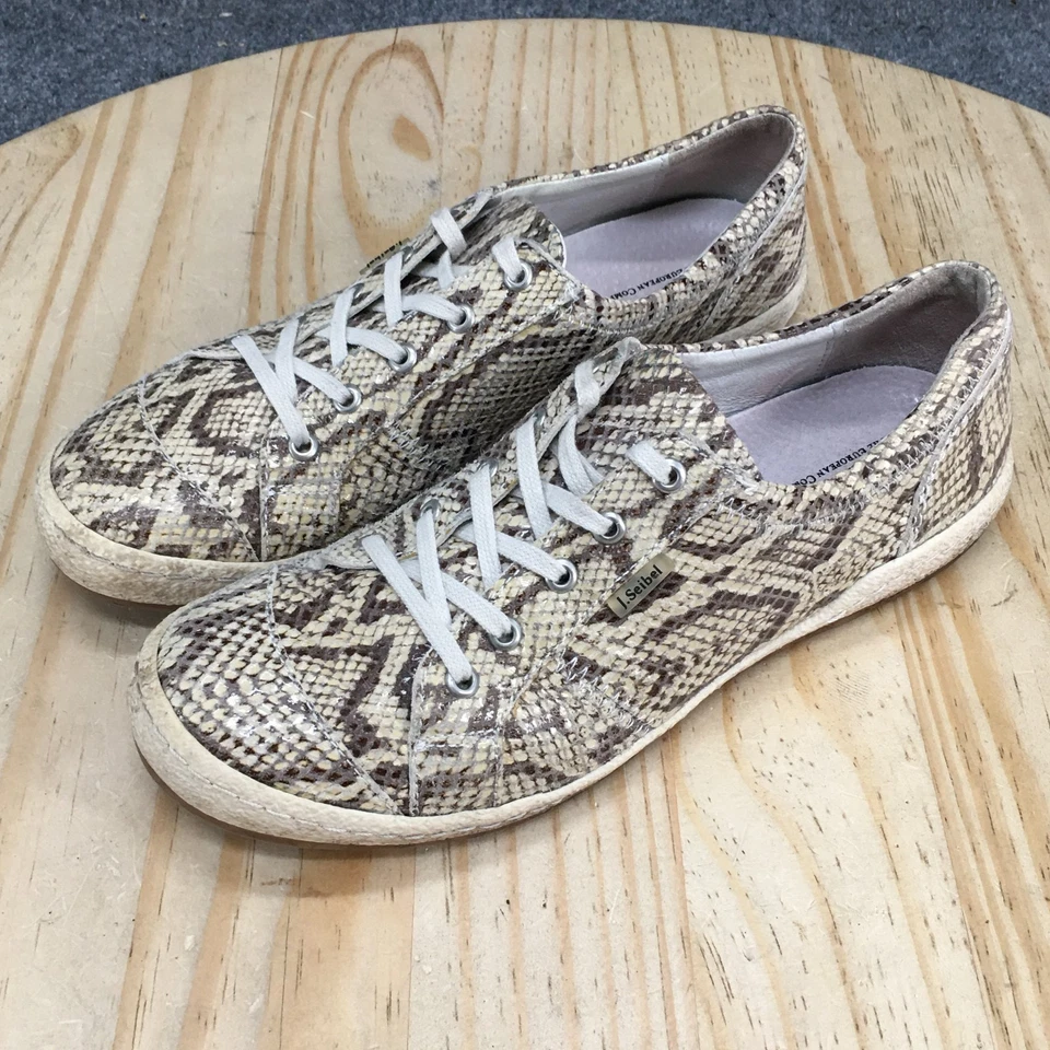 Josef Seibel Zapatos Mujer 39 Beige Caspio Informal Tenis Cuero Piel de Serpiente Foto 3 de 4