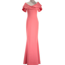 Black Halo NWD Fiori Short Sleeve Mermaid Maxi Gown Size 8 US in Coral / Orange