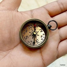   Mini Brass Compass Necklace   Functional Vintage Pendant Gift  
