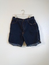 VTG GITANO Jeans Cut-Off Denim Short Womens Size 34 Indigo High Rise Raw Hem 90s